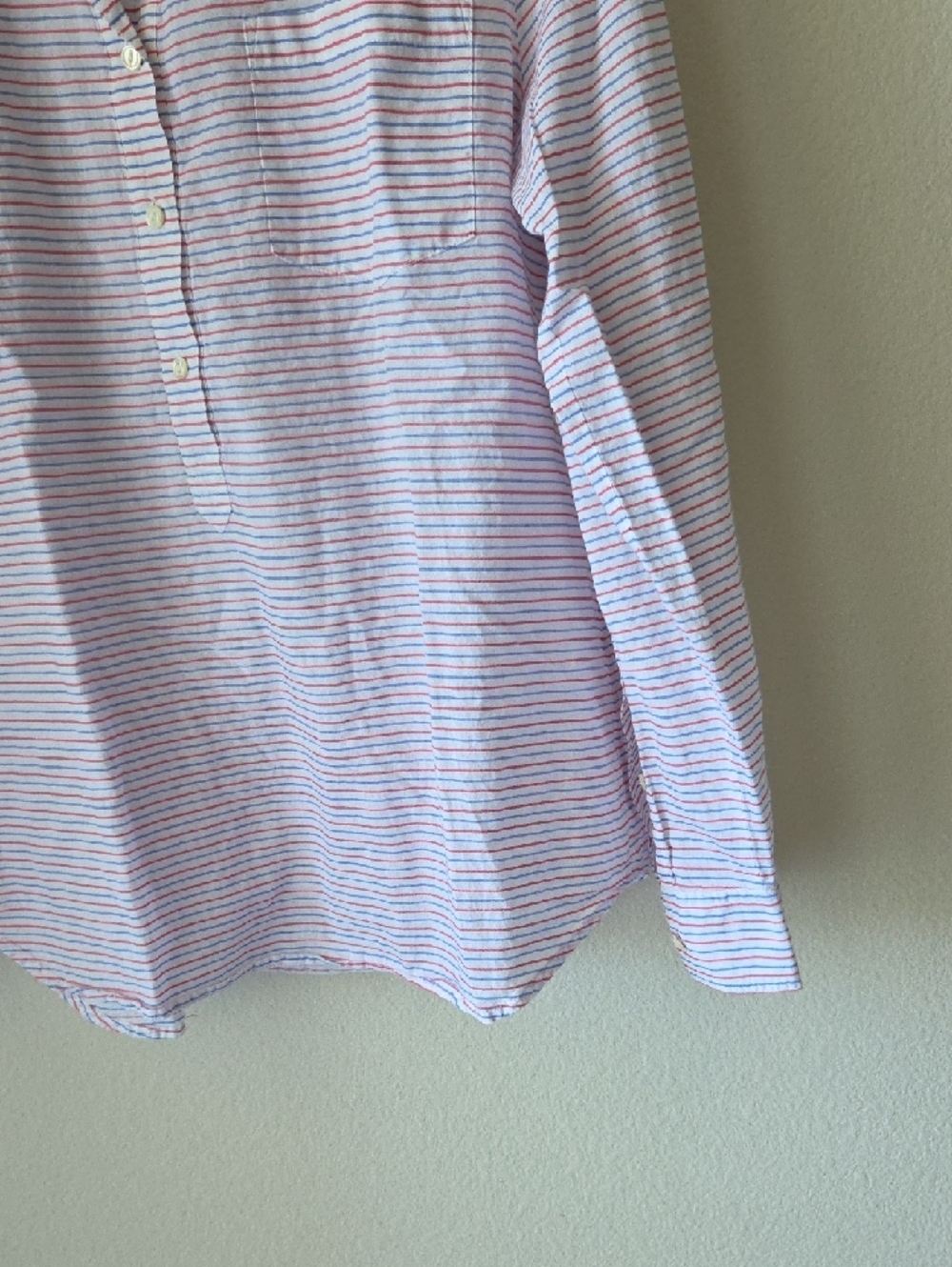 J. Crew Pink and Blue Striped Shirt Button Placket 100% Cotton Sz 12 Lightweight - Picture 6 of 15